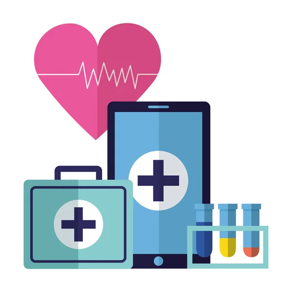 Flacons de valise pour smartphone médical — Image vectorielle