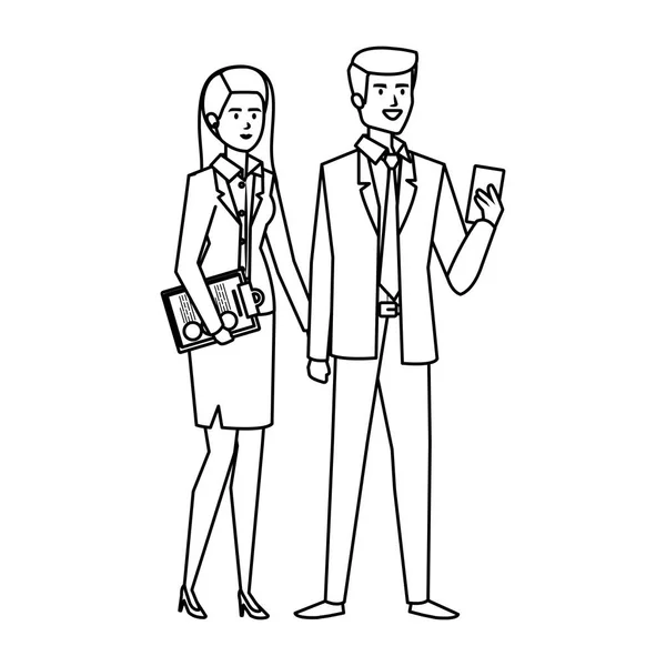 Couple d'affaires appelant avec smartphone — Image vectorielle