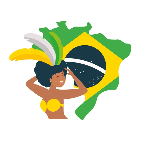 Bailarina carnaval do brasil — Vetor de Stock