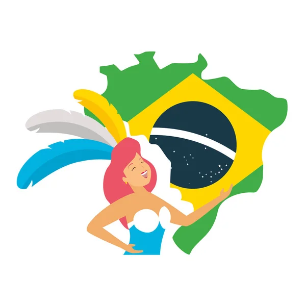 Bailarina carnaval do brasil — Vetor de Stock