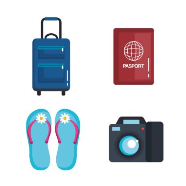 tatil seyahat set ekipman macera kavramı için hazır