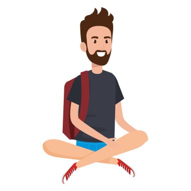 yerde avatar karakter oturan adam öğrenci