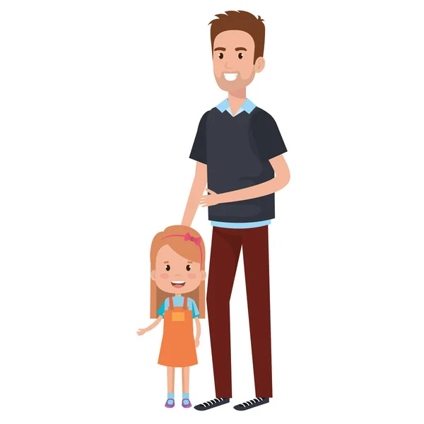 Padre con personajes de hija — Vector de stock