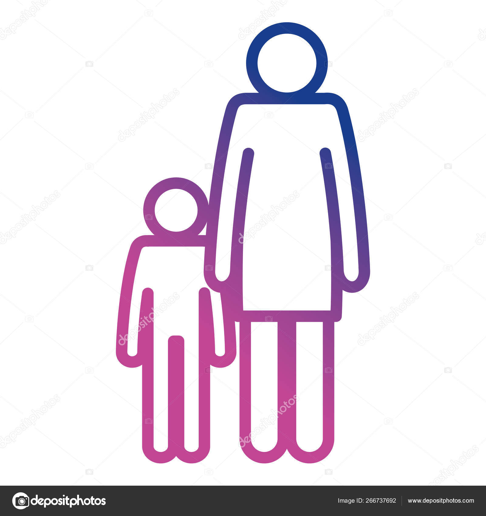 Figure Mother With Son Silhouette Avatars Stock Vector