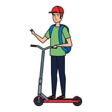 scooter katlama içinde genç adam