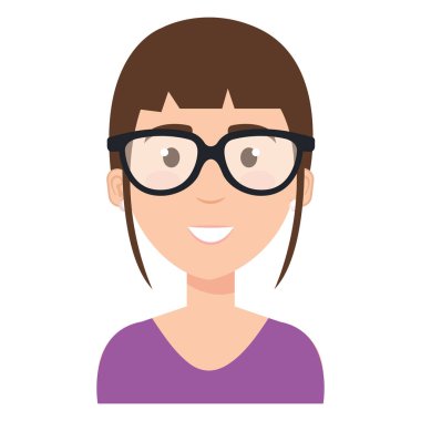 Gözlük avatar karakter ile güzel kadın