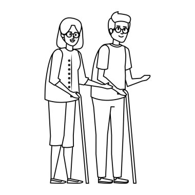 canes karakterleri ile yaşlı çift