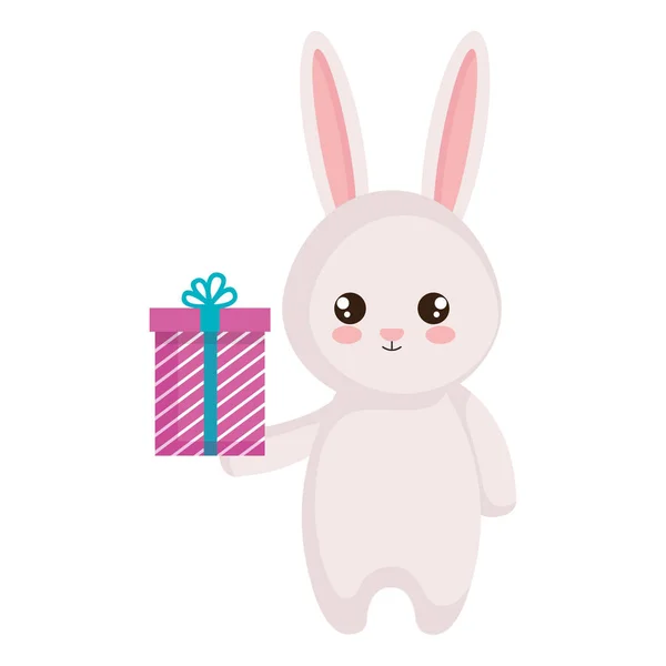 Giftbox karakteri ile sevimli tavşan — Stok Vektör