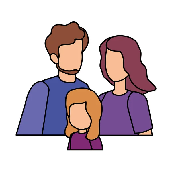 Батьки пара з персонажами дочки — стоковий вектор