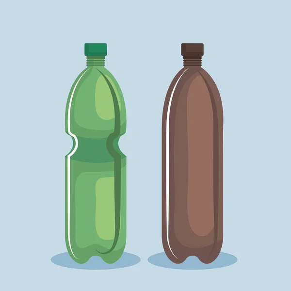 Toxické plastové láhve přes modré pozadí — Stockový vektor