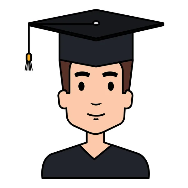 Joven graduándose con uniforme — Vector de stock