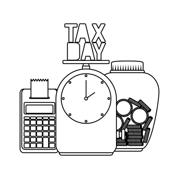 Día de impuestos iconos de negocios — Vector de stock