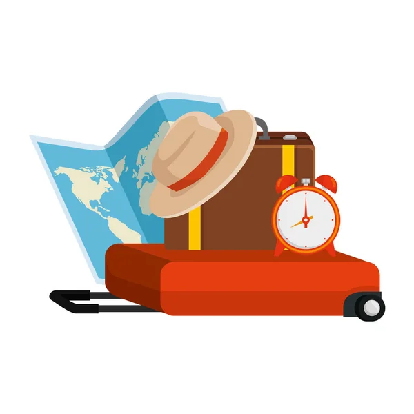 Turismo de viajes establecer iconos — Vector de stock