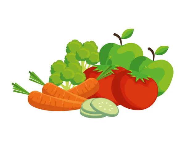 Ensalada de verduras y frutas frescas — Vector de stock