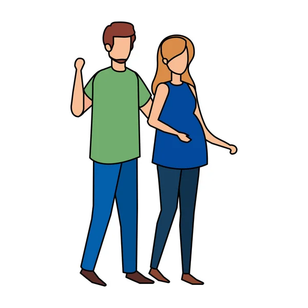 Man with woman pregnancy characters — Stock Vector
