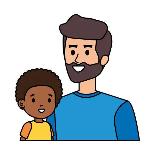 Jovem pai com afro filho personagens —  Vetores de Stock