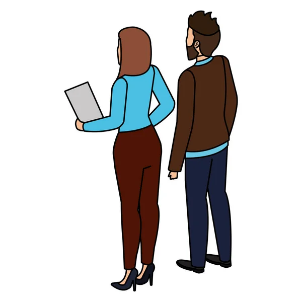 Couple d'affaires retour avatars personnages — Image vectorielle
