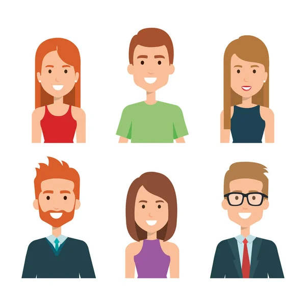Young people group avatars — Stock Vector