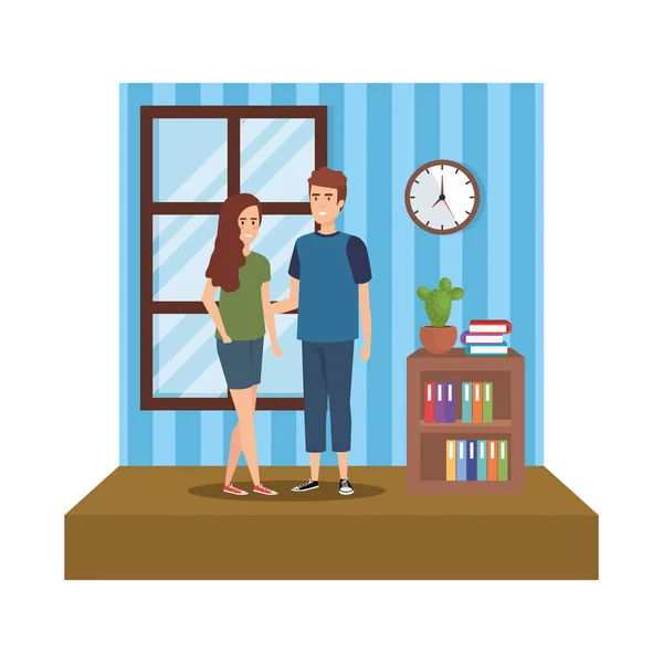 Pareja de negocios en el lugar de trabajo — Vector de stock