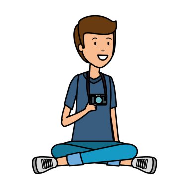 kamera fotoğraf karakter olan turist adam