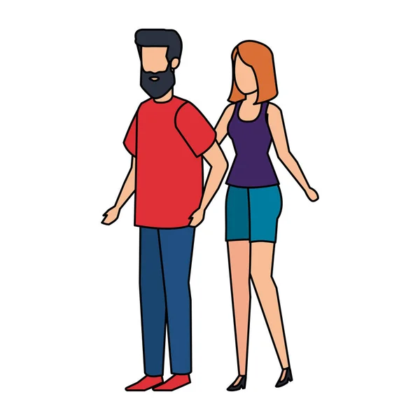 Icônes de personnages avatar couple — Image vectorielle