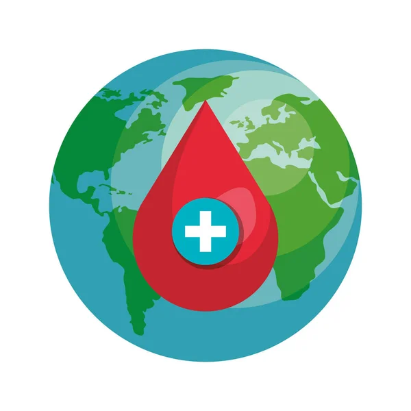 World planet witth blood drop — 스톡 벡터