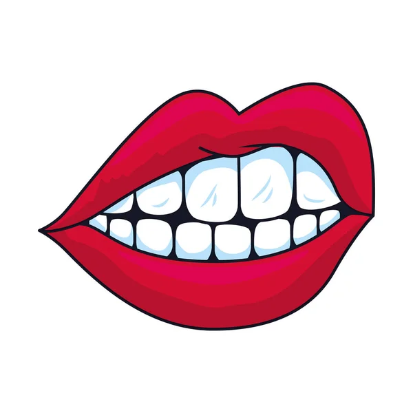 Icona bocca femminile isolata — Vettoriale Stock