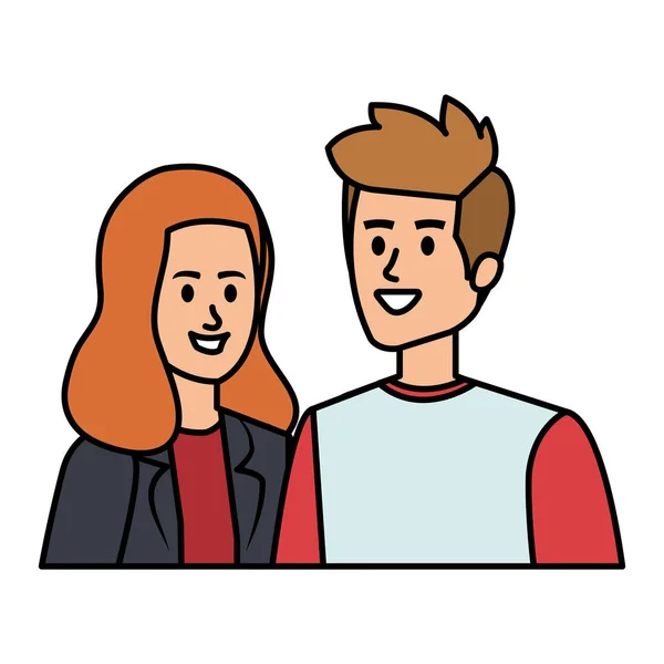 Jeune couple avatars personnages — Image vectorielle