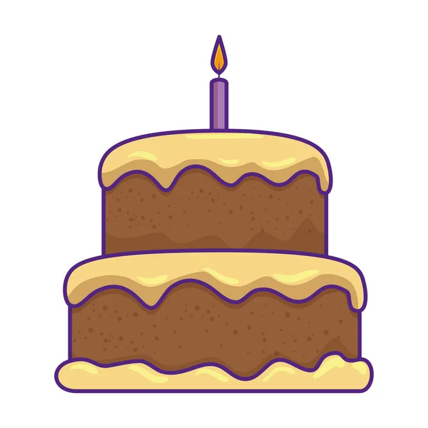 Delicious cake celebration icon — Stock Vector