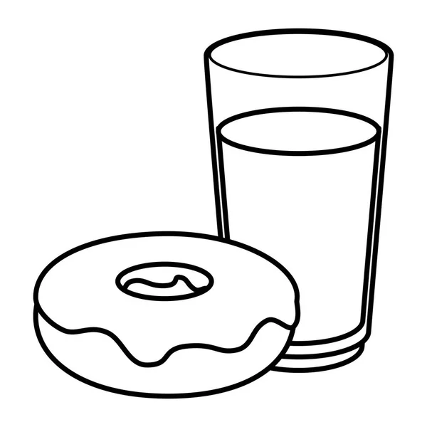 Fris melkglas en zoete donut — Stockvector