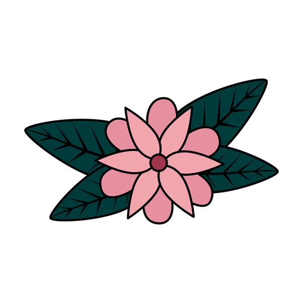 Fleur avec icône de feuilles — Image vectorielle