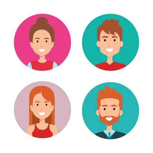 Jongeren groep avatars — Stockvector