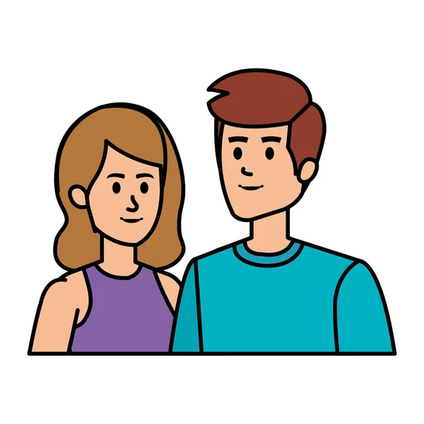 Jeune couple avatars personnages — Image vectorielle