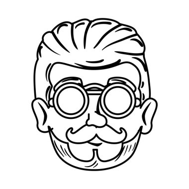 kafa adam hipster bıyık ve gözlük