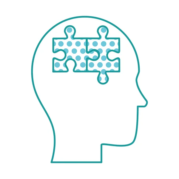 Pensée de profil humain avec des pièces de puzzle — Image vectorielle