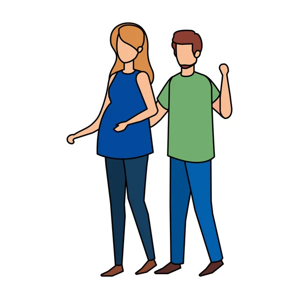 Мужчина с женскими персонажами беременности — стоковый вектор