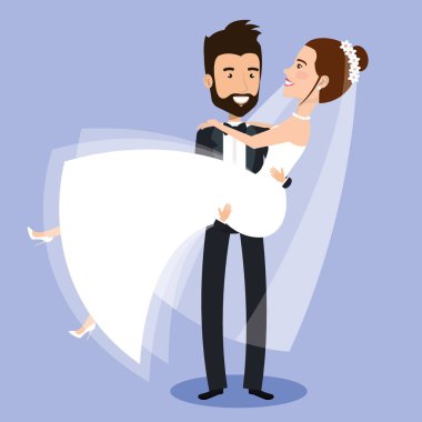 damat kollarında sevgi ve düğün günü onu tutan gelin taşıyan