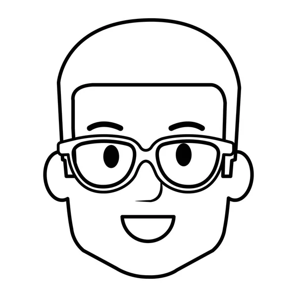 Jeune homme avec des lunettes avatar tête — Image vectorielle