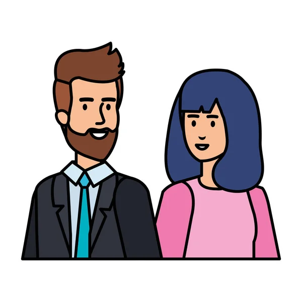 Jóvenes avatares pareja personajes — Vector de stock