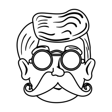kafa adam hipster bıyık ve gözlük