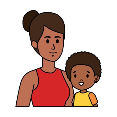 küçük oğlu karakterleri ile afro anne