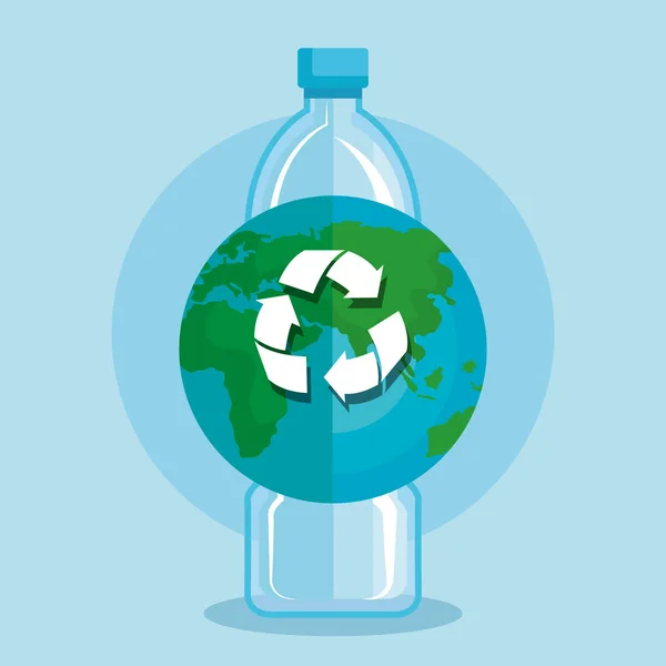 プラスチックボトルを環境ケアにリサイクルする — ストックベクタ