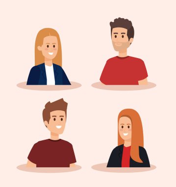 saç modeli ile sevimli kız ve erkek seti