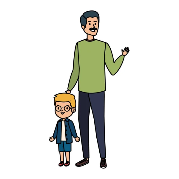 Young father with son characters — Stock Vector