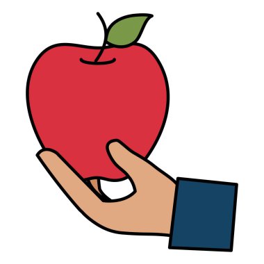 elma taze meyve simgesi ile el