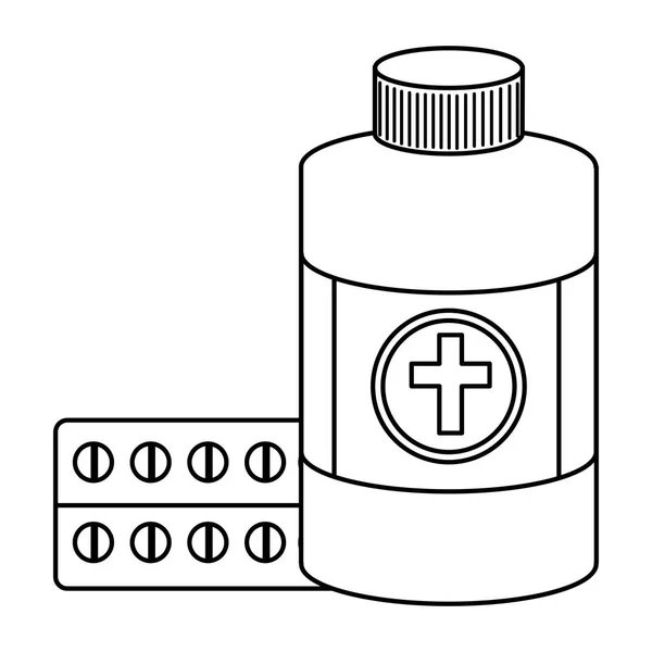 Pillole farmaci con bottiglia medica — Vettoriale Stock