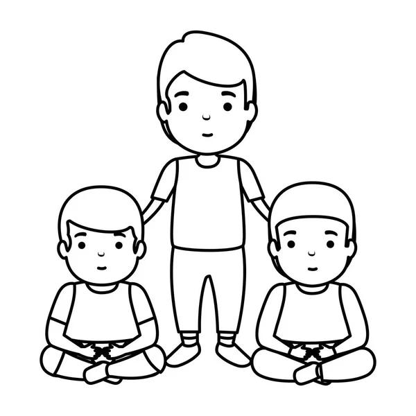 Padre con personajes hijos — Vector de stock