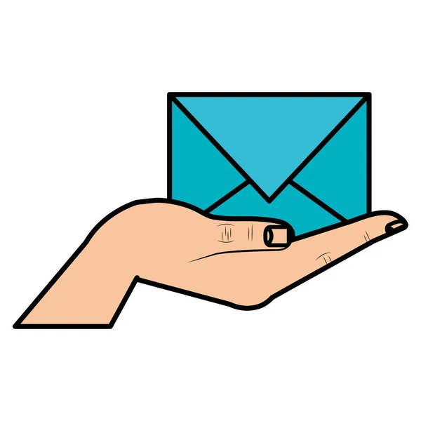 Ruční zvedání obálky pošta — Stockový vektor
