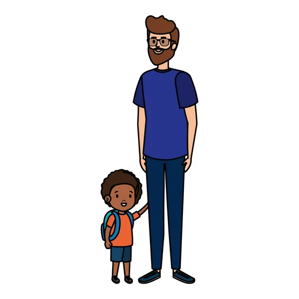 Young father with son characters — Stock Vector