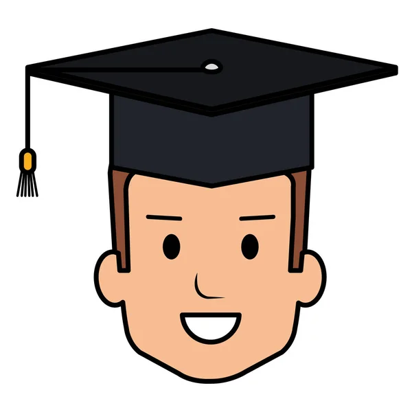 Estudante graduado personagem avatar cabeça — Vetor de Stock